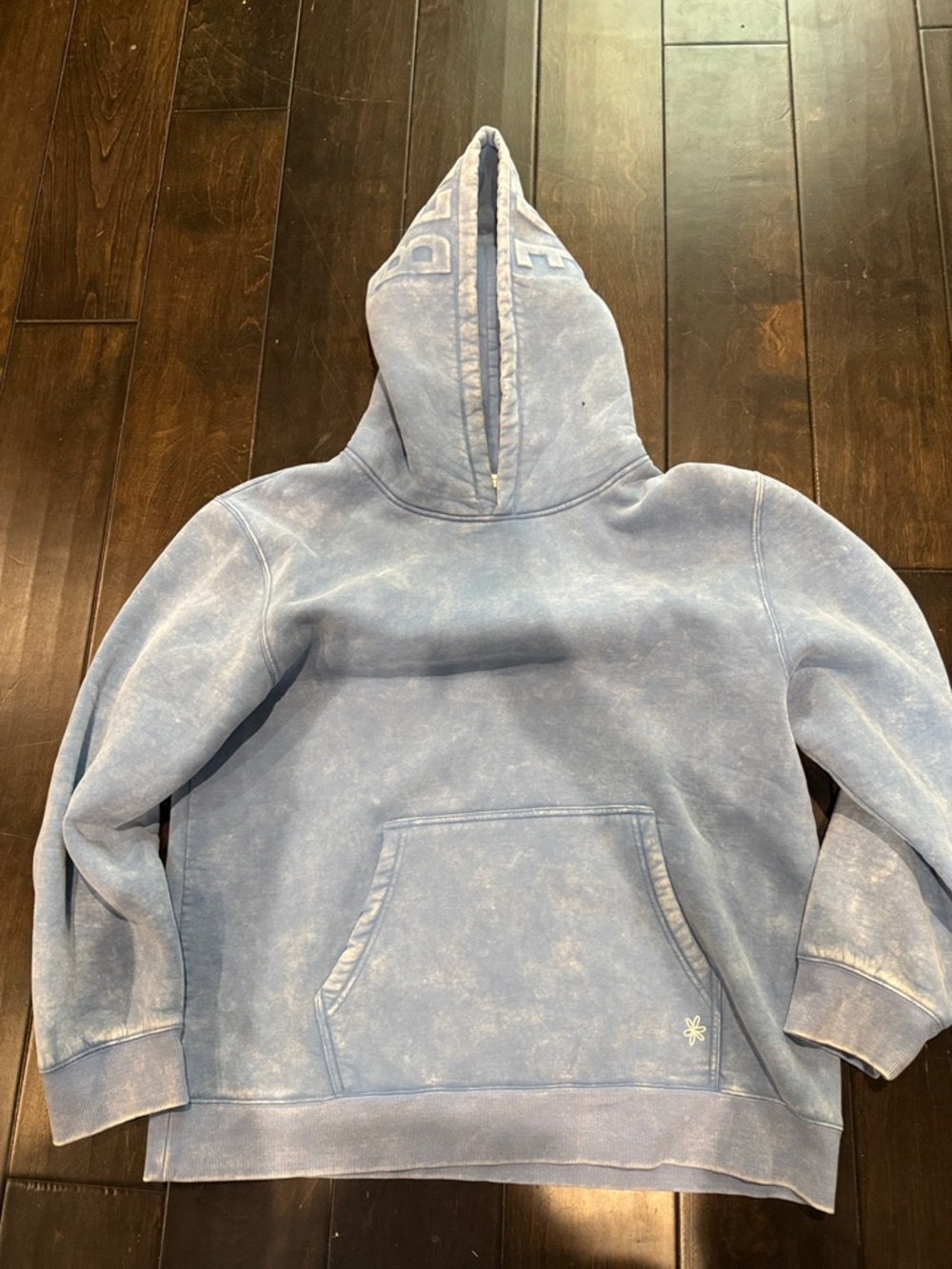 Sammi Ryan Washed Light Blue Believe Hoodie Sweatshirt. Size XXL